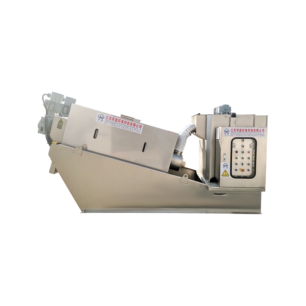 Multi-disk Double Worm Gear Eco-friendly Spiral Screw Sludge Dewatering Machine QXDL-302